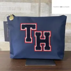 TOMMY HILFIGER ポーチ クラッチバック　ネイビー　大きめ