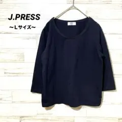 ジェイプレス カットソー 七分袖 シンプル(L) ネイビー ストレッチ素材