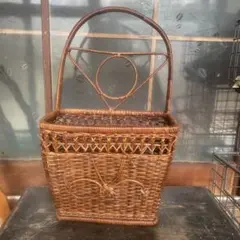 ■ 昭和レトロ ■ ラタン 籐製 ◆ レターラック ハンギング バスケット
