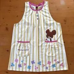 【24】新品 くまのがっこう ラメエプロン ストライプ 花柄 イエロー リボンのサムネイル