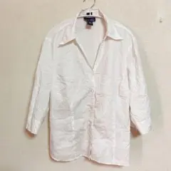 Venezia Jeans ホワイト 七分袖シャツ 14/16 白