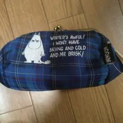 新品タグ付き！MOOMIN チェック柄がま口ポーチ MM-9424