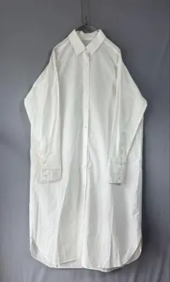 新品タグ付　ノーブル　春物　長袖ボリュームシャツマキシワンピース　白