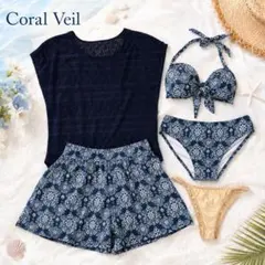 Coral veil 水着5点セット 13L ネイビー 体型カバーのサムネイル