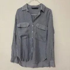 ZARA WOMAN ストライプ長袖シャツ Mのサムネイル