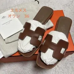 HERMES ✨良品✨ オラン ホワイト フラット サンダル オープントゥ