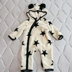 ベビー もこもこ ロンパース カバーオール 星柄 くま耳 防寒着