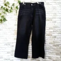 メンズ　ワイドパンツ　ジーンズ　ジーパン　デニム　ウエストゴム　3Ⅼ　ブラック