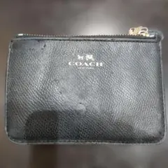 訳あり COACH コーチ コインケース キーリング付き ミニスキニー 黒