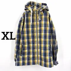 ユニクロ チェック柄 ジャケット パーカー 黄紺 XL 大きめ 春 カジュアルのサムネイル