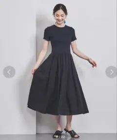 UNITED ARROWS♡V ネック フィット＆フレア チェック ワンピース