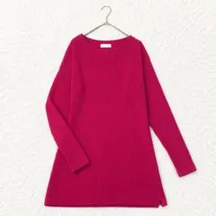 エヌジャム リブニット ロング 長袖 ピンク コットン 日本製 綿100%