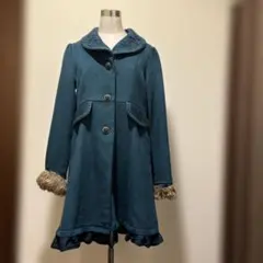 【axes femme】袖ファー着脱可 ブルーグリーン コート M