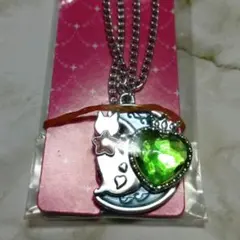 セボンスター ネックレス 猫 月 星 グリーン