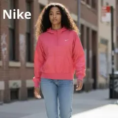 ❤Nike❤ フード付きウィンドブレーカー L　 ハーフジップ　 ピンクのサムネイル
