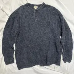 L.L.Beanヘンリーネック ニット ネイビー XL 古着 エルエルビーン