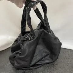 【訳あり格安】Beaure 本革 レザー ハンドバッグ ブラック スタッズ