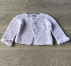 PETIT BATEAU プチバトー　ピンク ガーターニットカーディガン 12m