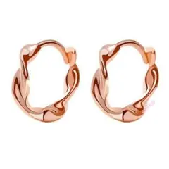 ピアス ツイスト フープ ピンクゴールド ステンレス 韓国風 新品 男女兼用
