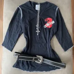 adidas アディダス ヘンリーネック Tシャツ 平成ギャル y2k ロゴT