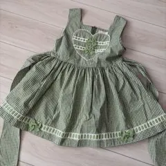 美品　Shirley Temple グリーンチェックワンピース120サイズ
