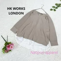 HK WORKS LONDON Vネック　重ね着風　ニット　グレージュ白　LLのサムネイル