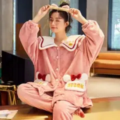 可愛い光沢ミッキーモコモコパジャマもこもこルームウエアレディース冬防寒着ゆったり