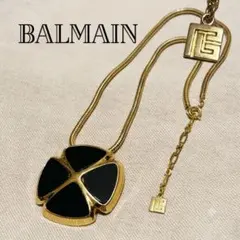 ヴィンテージ BALMAIN バルマン 金色 黒 四つ葉のクローバー ネックレスのサムネイル