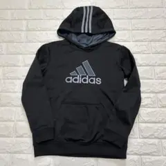adidas パーカー 黒　フード付きトレーナー　キッズ