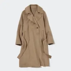 ユニクロ　UNIQLOダブルフェイスロングコート　ベージュ　L美品