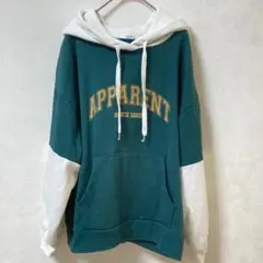 COLZA コルザ フード付きパーカー グリーン/ホワイト Mサイズ