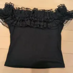 GRL オフショルダーフリル付き黒トップス Мサイズ