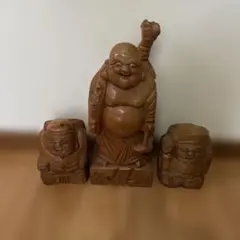 木製仏像風置物3体セット