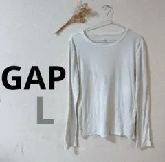 GAP Lサイズ ホワイト長袖セーター リブ素材 古着 トップス 薄手 美品 白