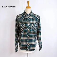 BACK NUMBER チェック柄フランネルウエスタンシャツ グリーン S