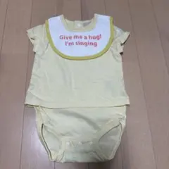イエロー メッセージ付きロンパース