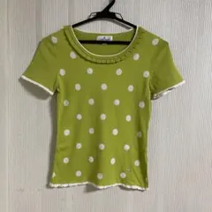 M*i様 courregesクレージュ黄緑色半袖セーターのサムネイル