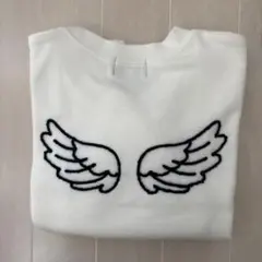 コムサイズムウィング刺繍 天使のはね トレーナー ホワイト110