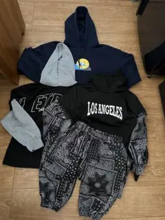 SHEIN シーイン　セットアップ　ペイズリー柄　パーカー　4着セット　男　③