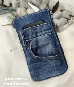 三*子様 デニムリメイク ウォレットショルダー 長財布 スマホ
