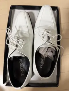 PLASTRON ホワイト 25.5cm　EEE ブライダルシューズ　新郎