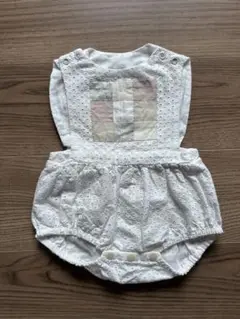 ハンドメイド　ホワイト パッチワークロンパース