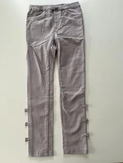 anyFAM 裏起毛リボン付き長ズボン　130 グレーピンク