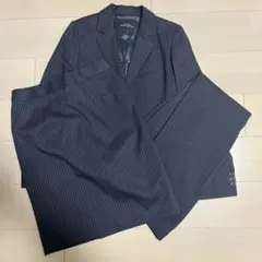 【美品】グリーンレーベルリラクシング　スーツ3点セット　ネイビー　ストライプ
