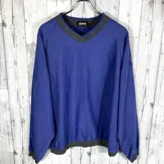 Ashworth ビンテージゴルフメンズMネイビー Vネック ナイロンジャケット