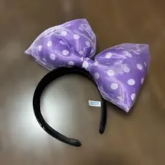 ディズニーカチューシャ ミニー 紫 リボン 水玉 ディズニーランド シー