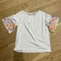 イッツデモ 花柄袖 フリル Tシャツ ホワイト 36のサムネイル
