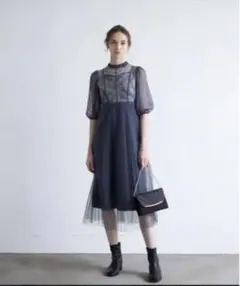 チュールプリーツ　パーティドレス　dollydoll