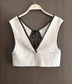 wcloset ベージュ Vネック ニットビスチェ ベスト F