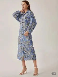 【2way】アウターにも シャツワンピース ブルー　M